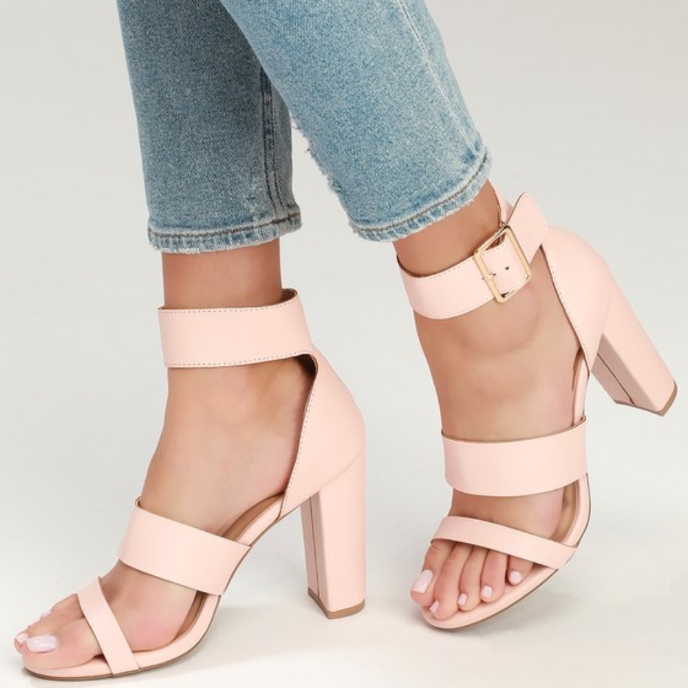 Lulus Margaret Light Blush Ankle-strap Heels Pink - Size 8